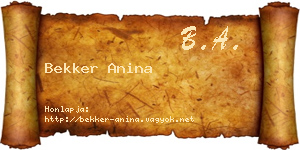 Bekker Anina névjegykártya